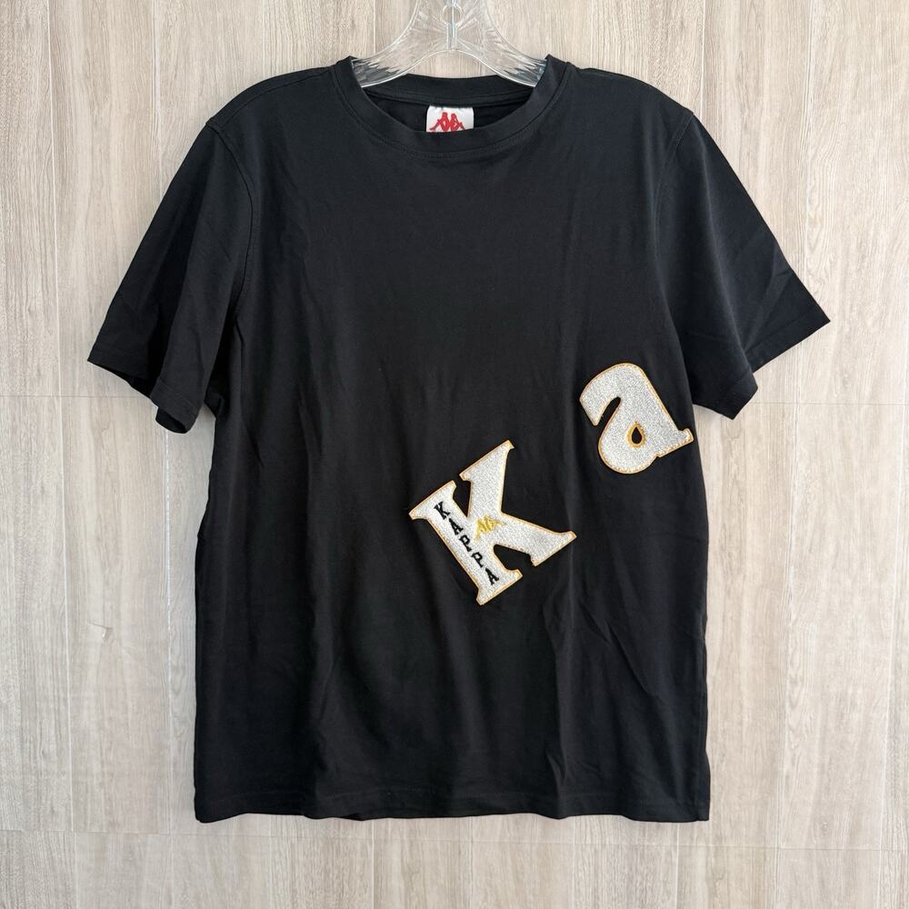 Kappa Shirt Men’s Small Black Embroidered 3D Print Logo Streetwear Tee